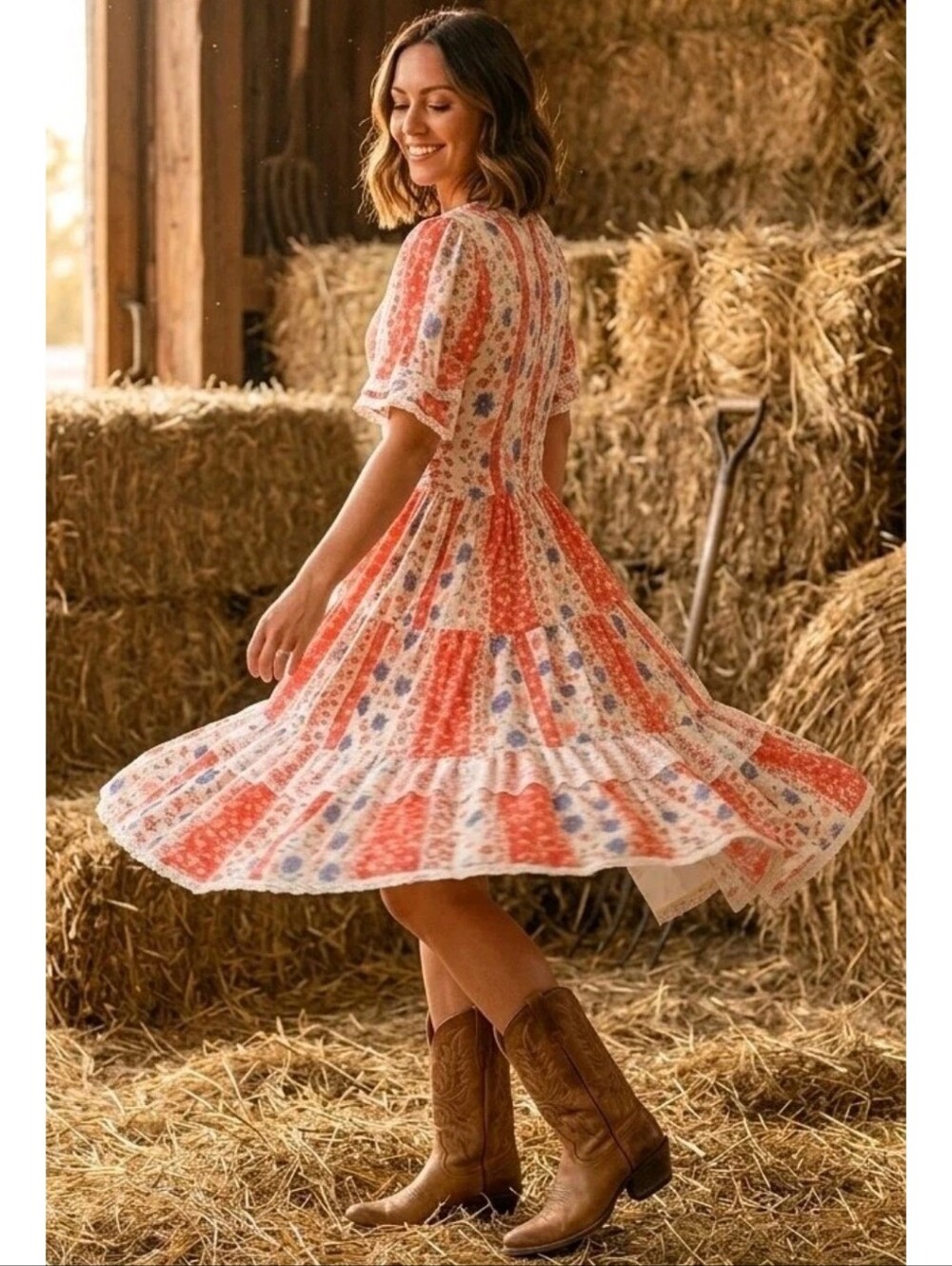 Vtg 60's Rockmount Ranch Wear Tru-West Western Prairie Square Dance Dress! 13
